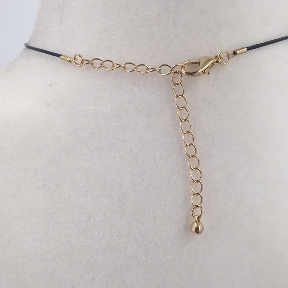 NWT bg thin leather choker square beads black gold - Picture 3 of 6